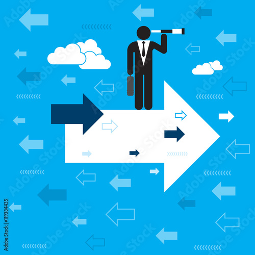 Businessman searching for opportunities of growth.