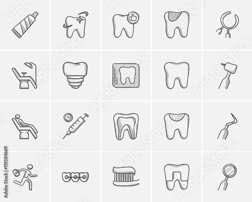 Medicine sketch icon set.