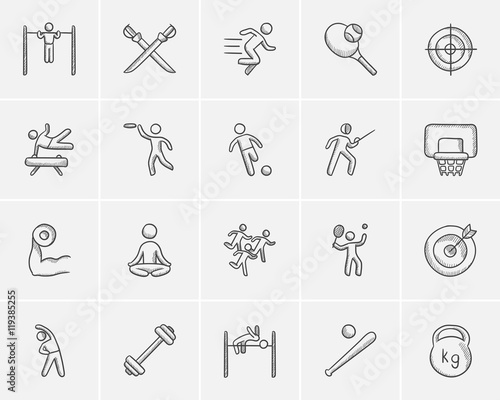 Sport sketch icon set.