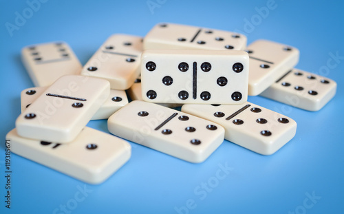 dominoes isolated on blue background