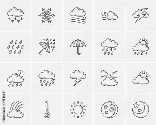 Weather sketch icon set.