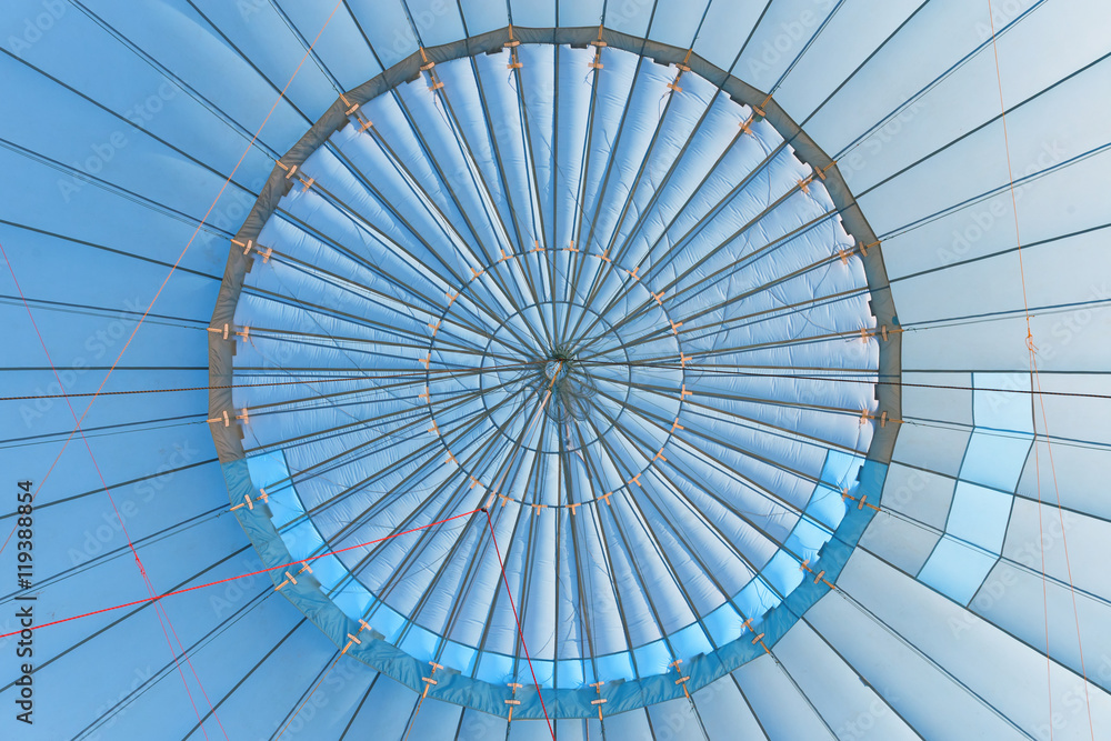 Fototapeta premium geometric abstract view inside a blue hot air balloon
