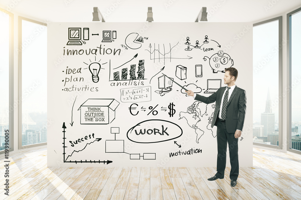 Man delivering presentation on business Man delivering presentation on business