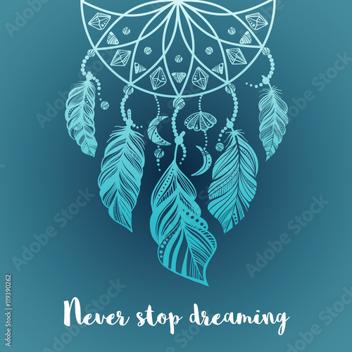 Hand drawn illustration of dream catcher.