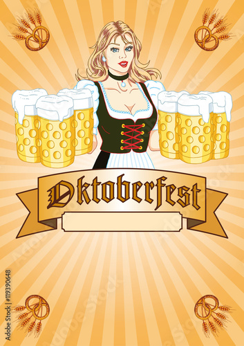 mädchen mit bierkrügen oktoberfest 
