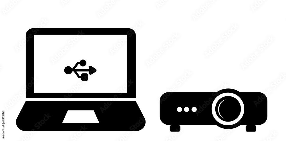 Port USB sur un écran d'ordinateur et un vidéo projecteur Port USB sur un écran d'ordinateur et un vidéo projecteur
