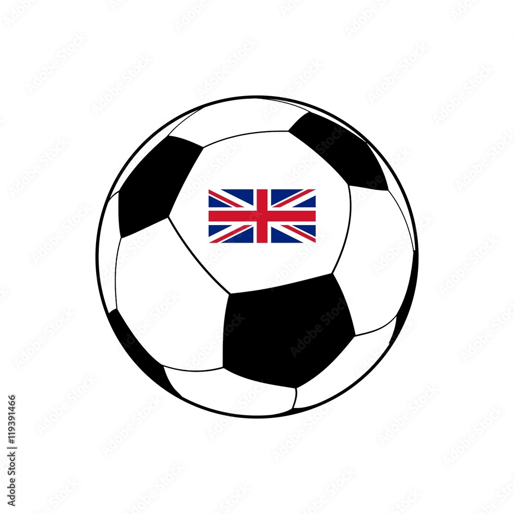 Obraz premium Drapeau du Royaume-Uni sur un ballon de foot