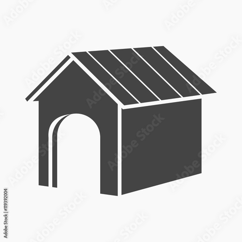 Doghouse vector icon in black style for web
