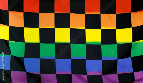 Rainbow flag checkered with black