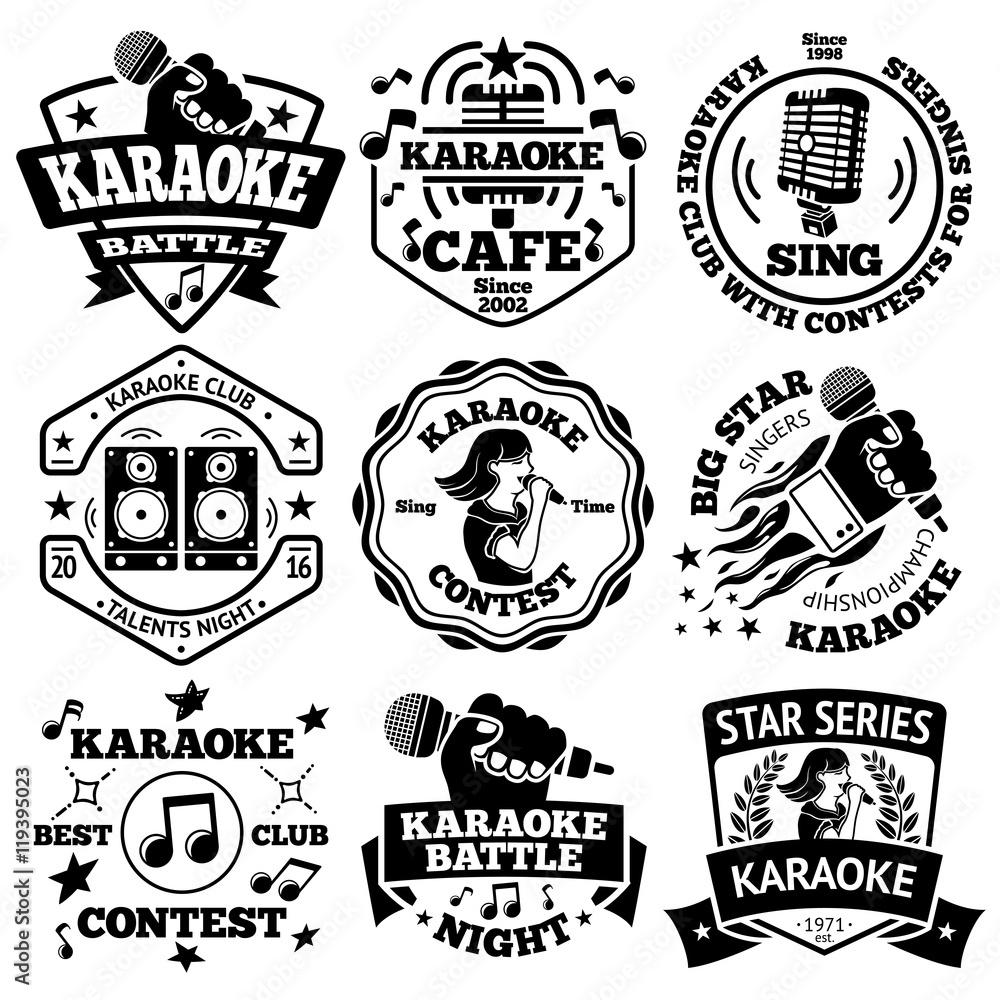 Vector set of Karaoke labels, badges