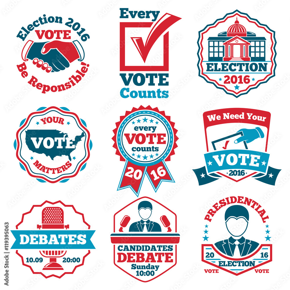Fototapeta Vector set of Vote labels and badges for elections, debates