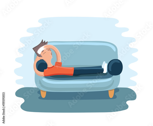 Man suffering with headache, pop art style retro vector illustration. Medical illustration. Comic book style.