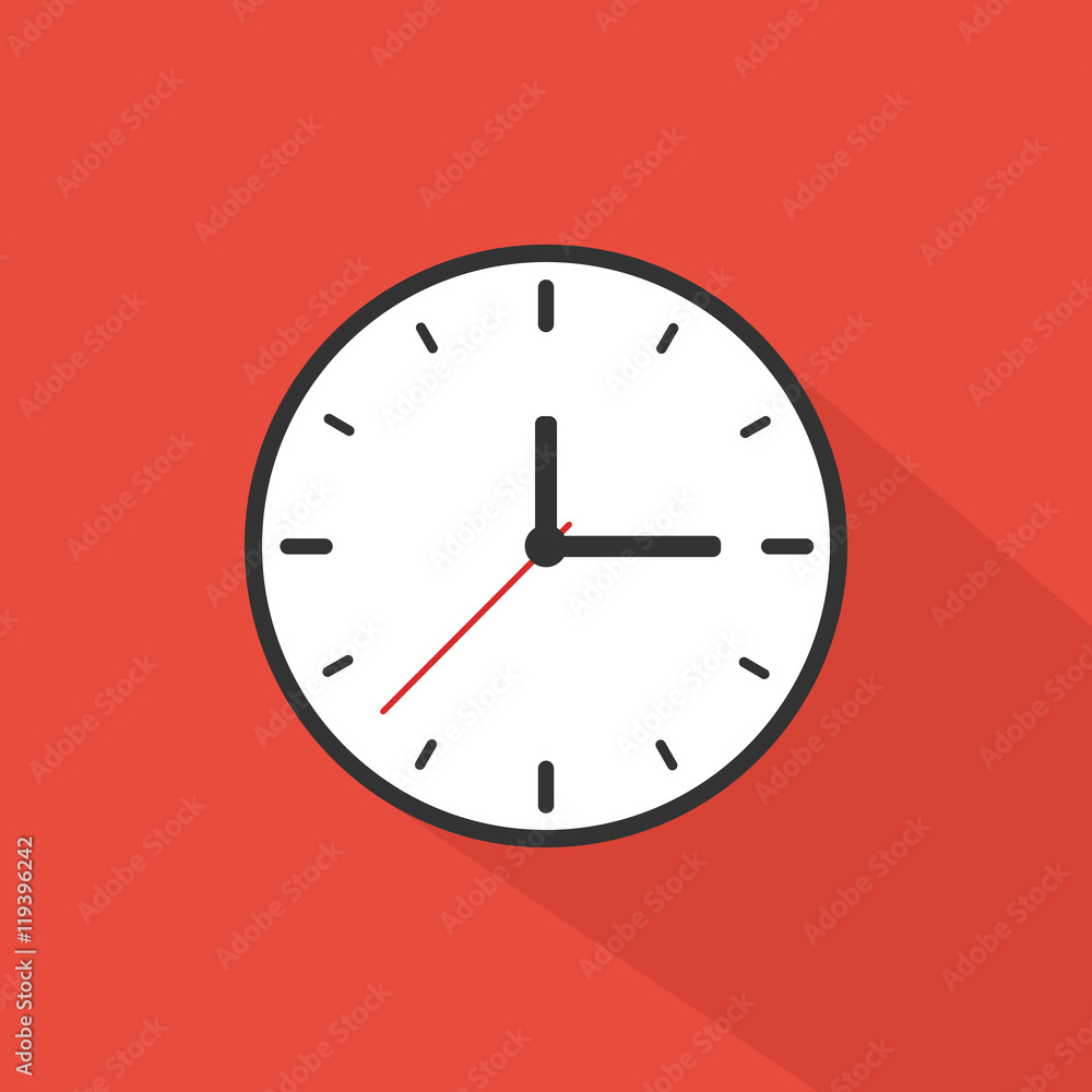 Clock Icon Long Shadow Illustration Clock Icon Long Shadow Illustration