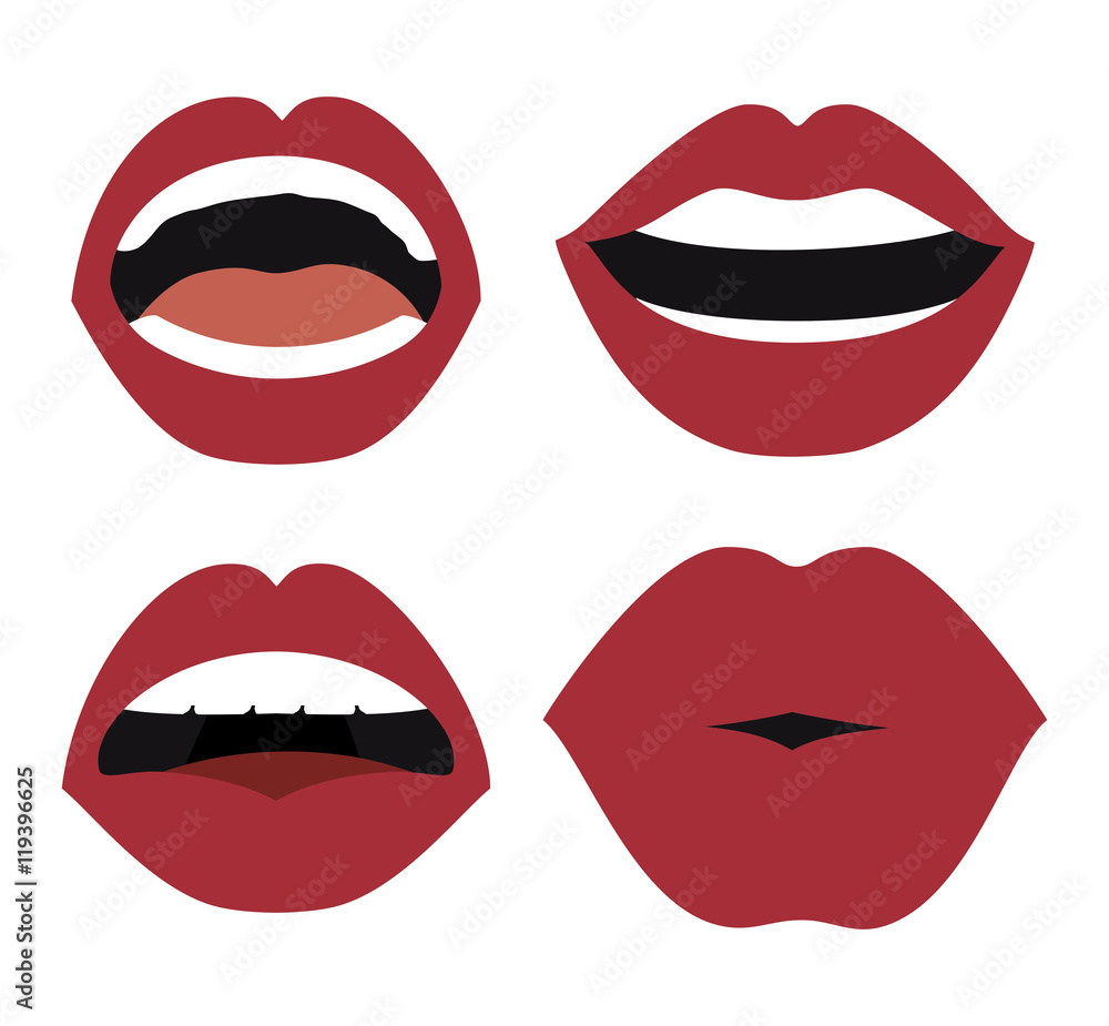 set lips female d icons vector illustration design