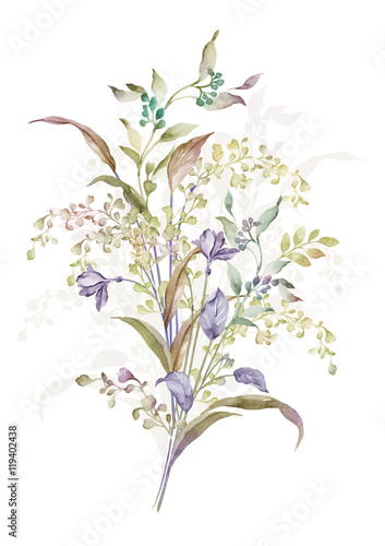 watercolor illustration flowers in simple background
