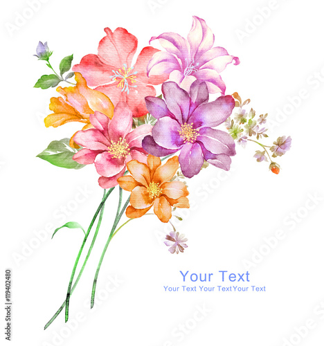 watercolor illustration flowers in simple background © shu99