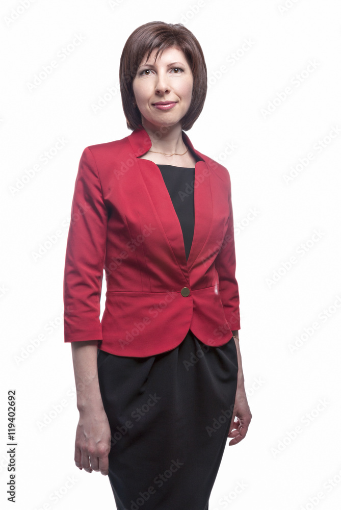 Young Caucasian Business Woman Natural Portrait. Posing Against White Background