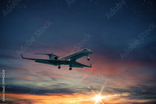 Sunset aircraft flight