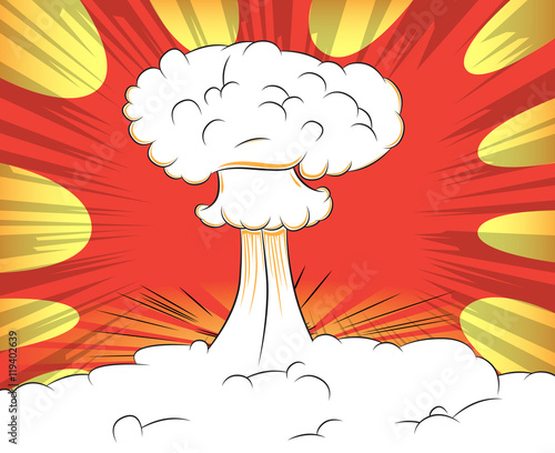Comic book abstract illustration with atomic explosion