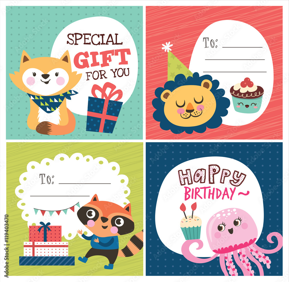 Set of birthday cards/ gift tags