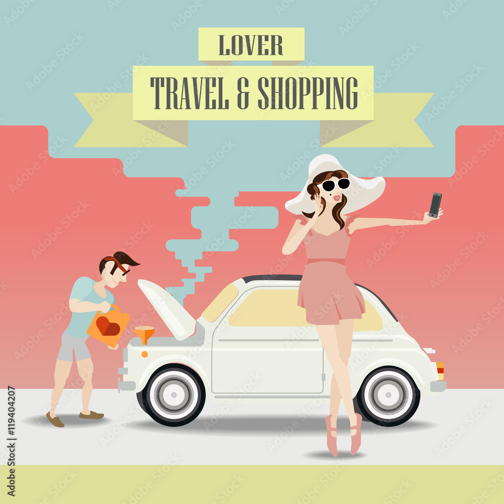 Naklejka premium Lover Travel and Shopping.