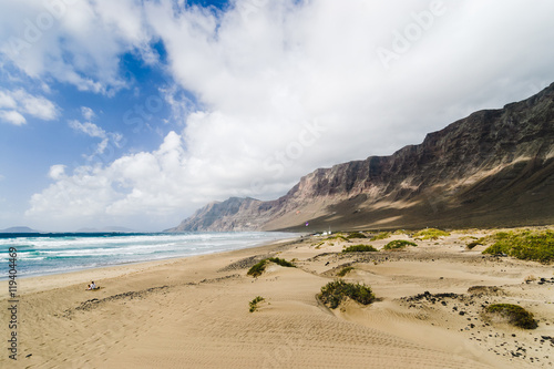 Famara-stunning beach for surfers. Lanzarote. Canary Islands. Spain