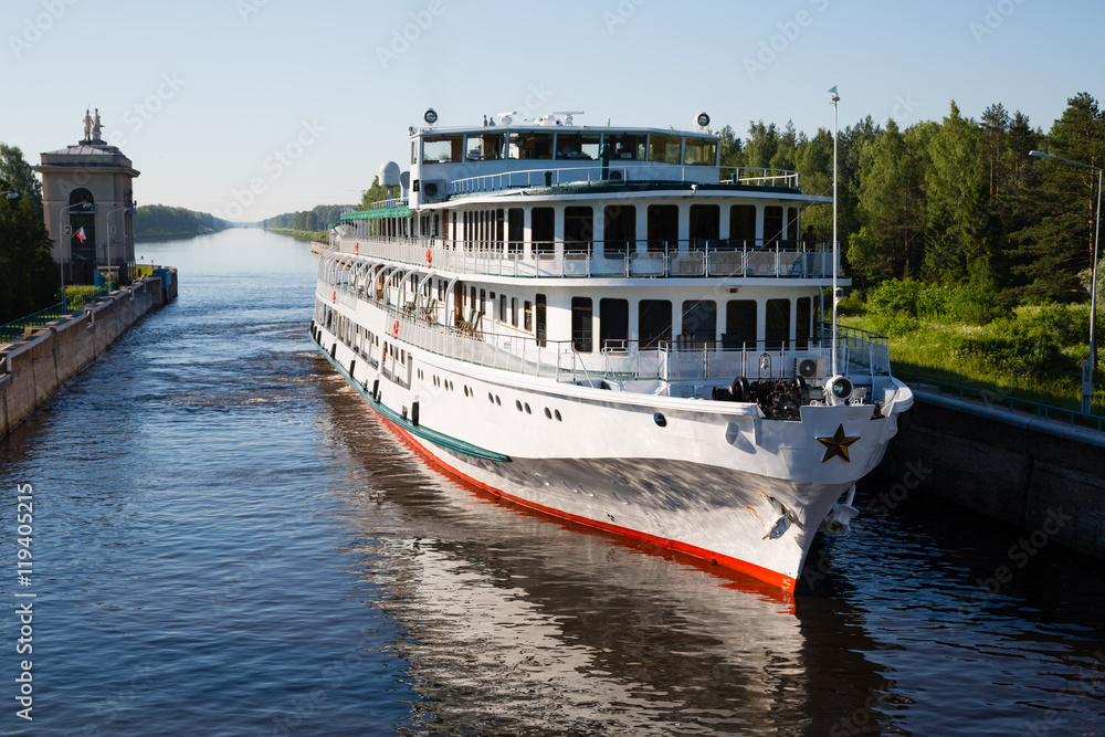 Passenger ship in Gateway Moscow Canal