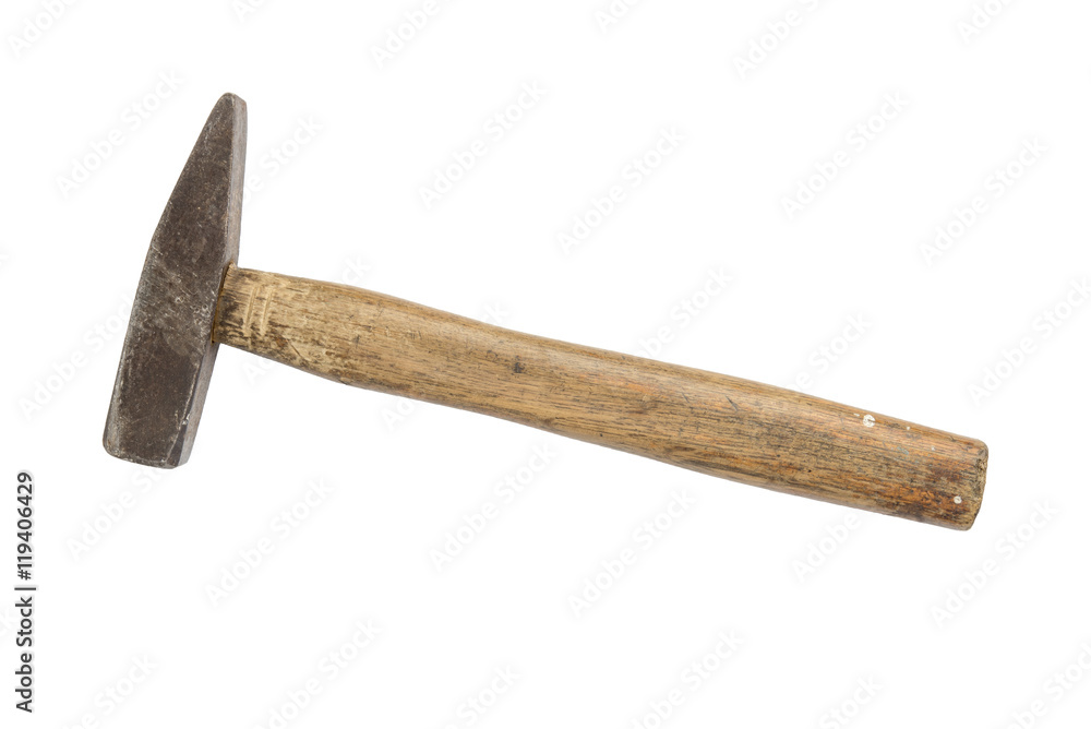 Old and rusty hammer on a white background. Clipping path Old and rusty hammer on a white background. Clipping path