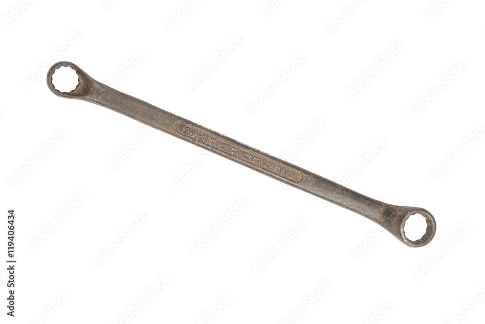 Old box wrenches isolated on white background. Clipping path Old box wrenches isolated on white background. Clipping path