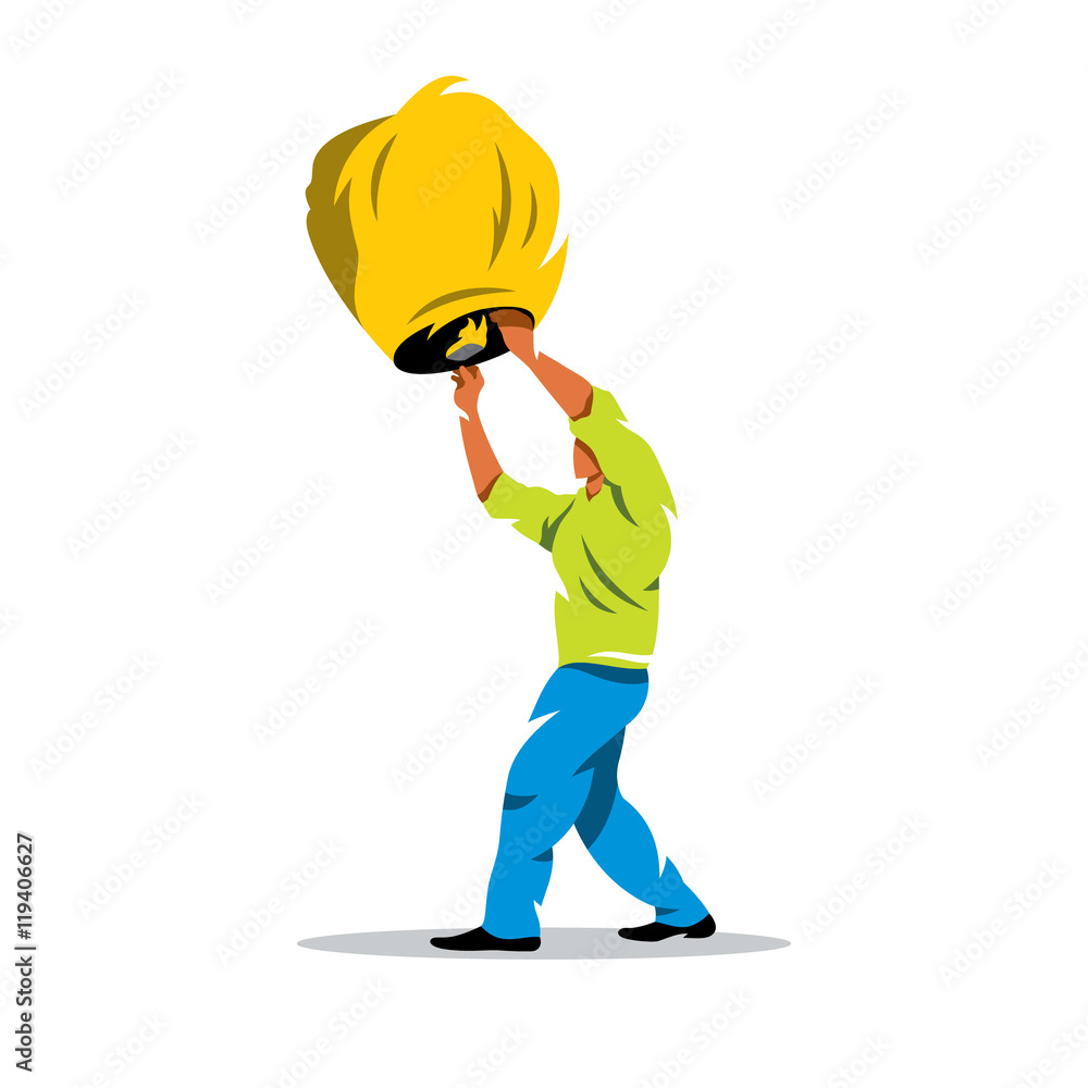 Vector Sky Paper Lantern and Man Cartoon Illustration. Vector Sky Paper Lantern and Man Cartoon Illustration.