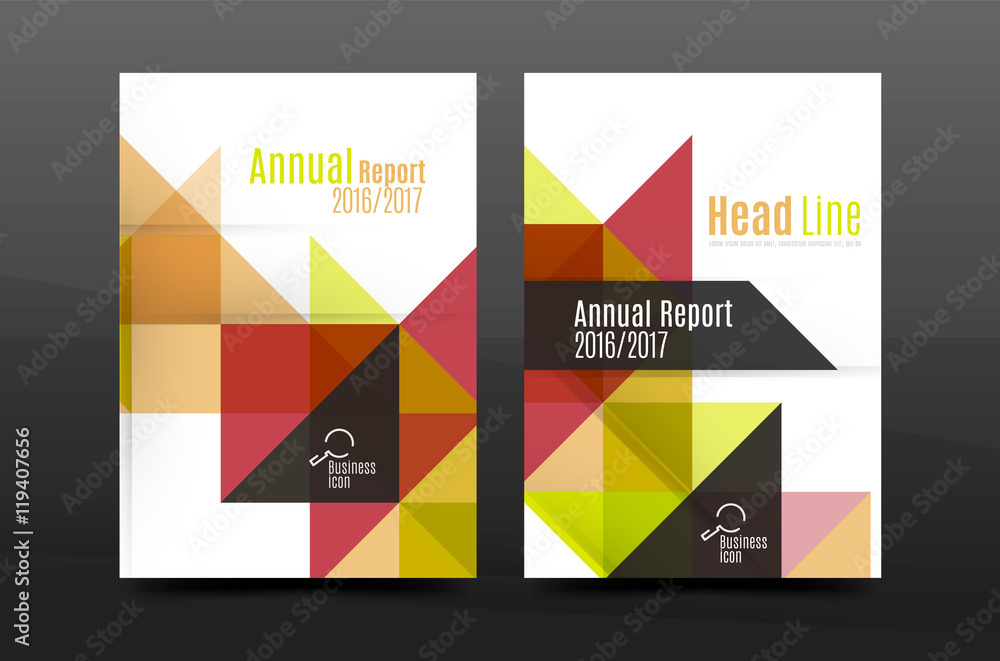 Colorful geometry design annual report a4 cover brochure template layout, magazine, flyer or leaflet booklet