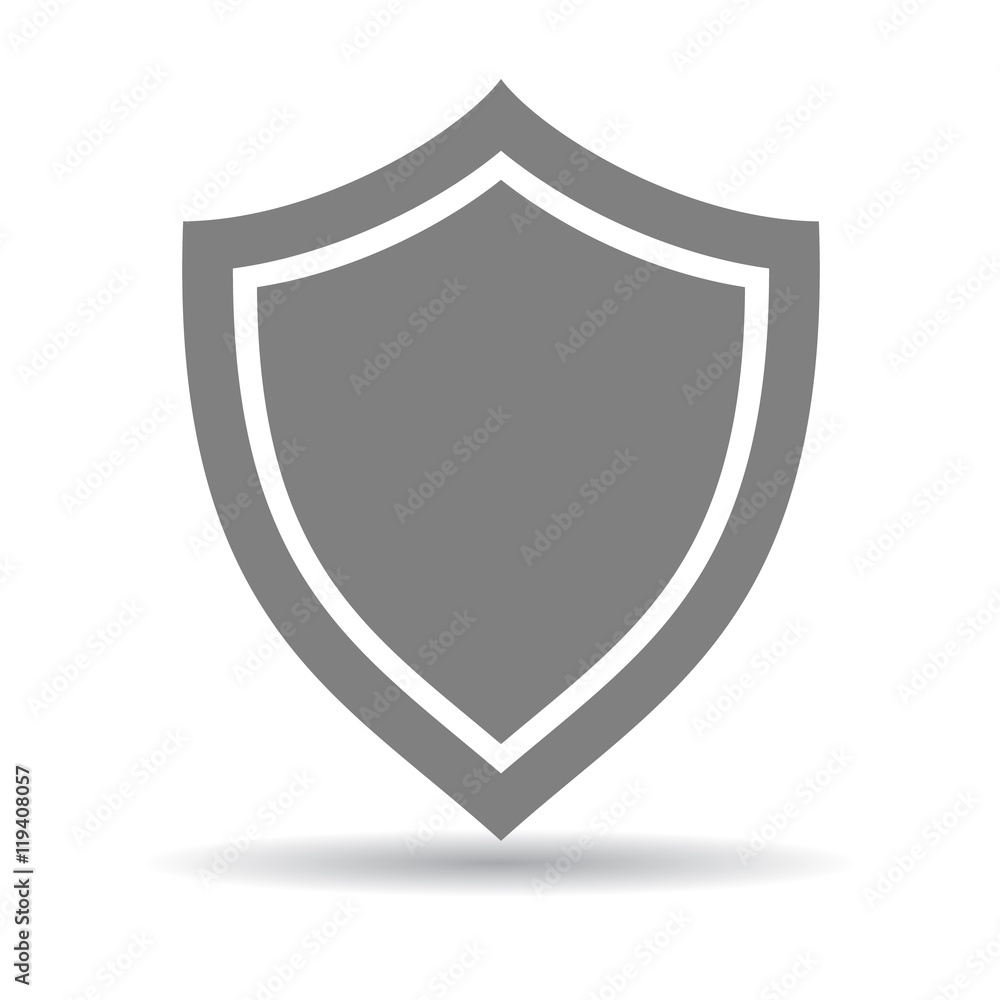 Isolated grey shield on white background. Concept of protection, safety and security. Object from medieval time.