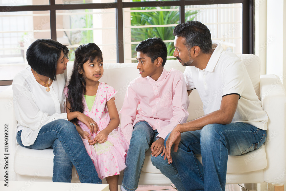 happy indian family at living room happy indian family at living room