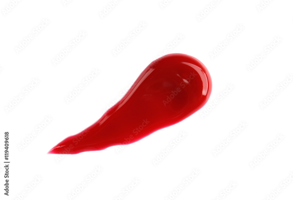 Red lip gloss texture isolated on white Red lip gloss texture isolated on white