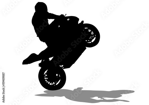 People and sport bike on white background