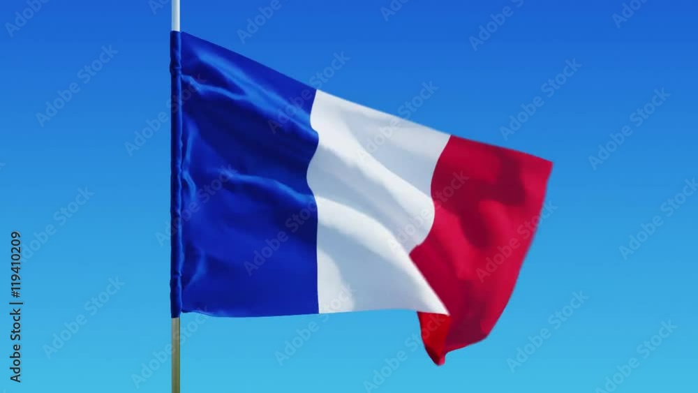 Flag of France against the clear sky Flag of France against the clear sky