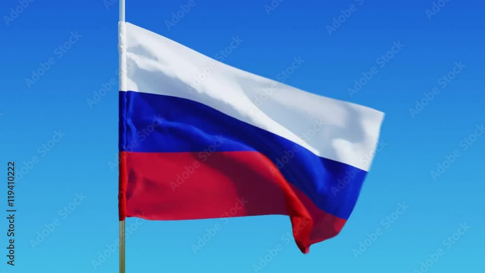 Russian flag on a background of clear sky Russian flag on a background of clear sky