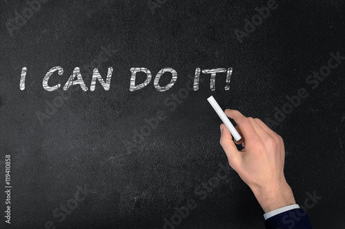 I can do it text on black board