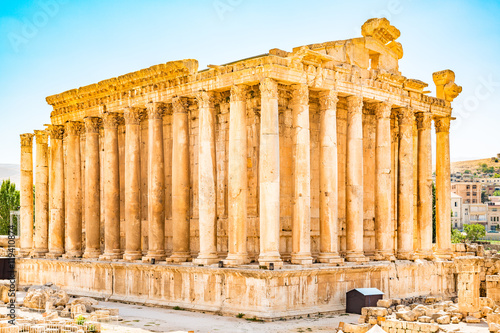 Temple of Bacchus at Baalbek in Beqaa Valley, Lebanon. It is located about 85 km northeast of Beirut and about 75 km north of Damascus.
