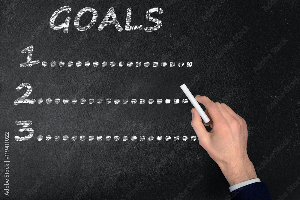 Fototapeta premium Goals text on black board