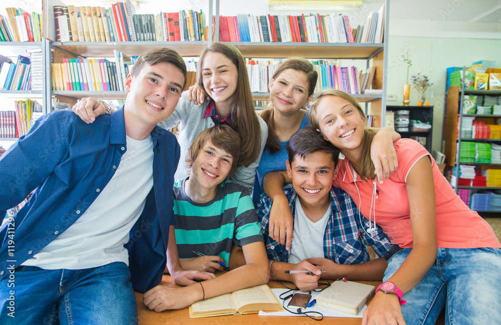 teens in library