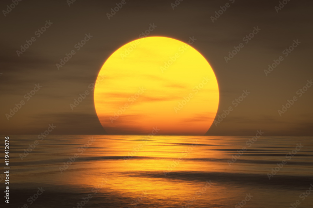 a sunset over the sea