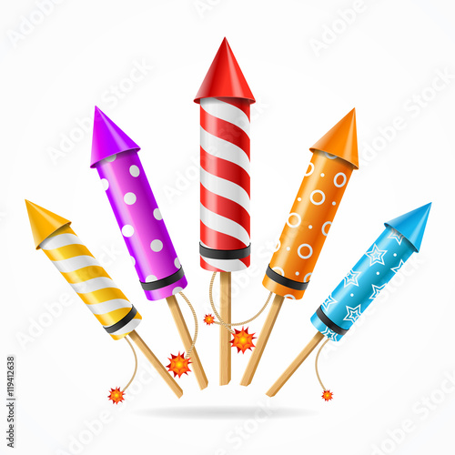 Fireworks Rocket Set. Vector