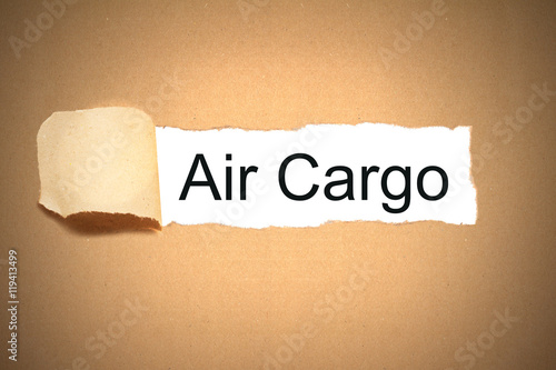 package paper carton torn to reveal white space air cargo
