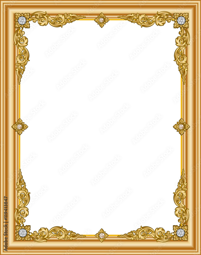 Gold photo frame with corner line floral for picture, Vector ...