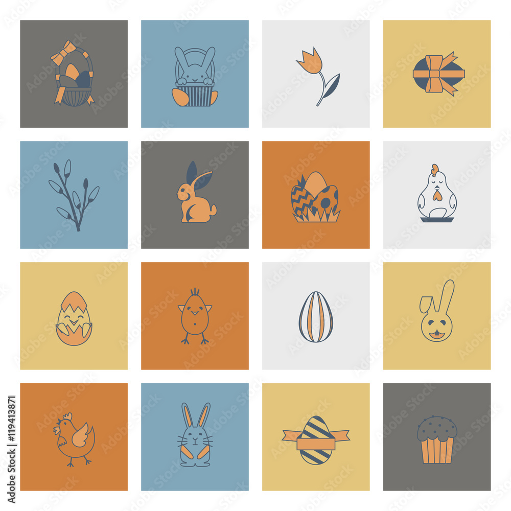 Fototapeta premium Celebration Easter Icons