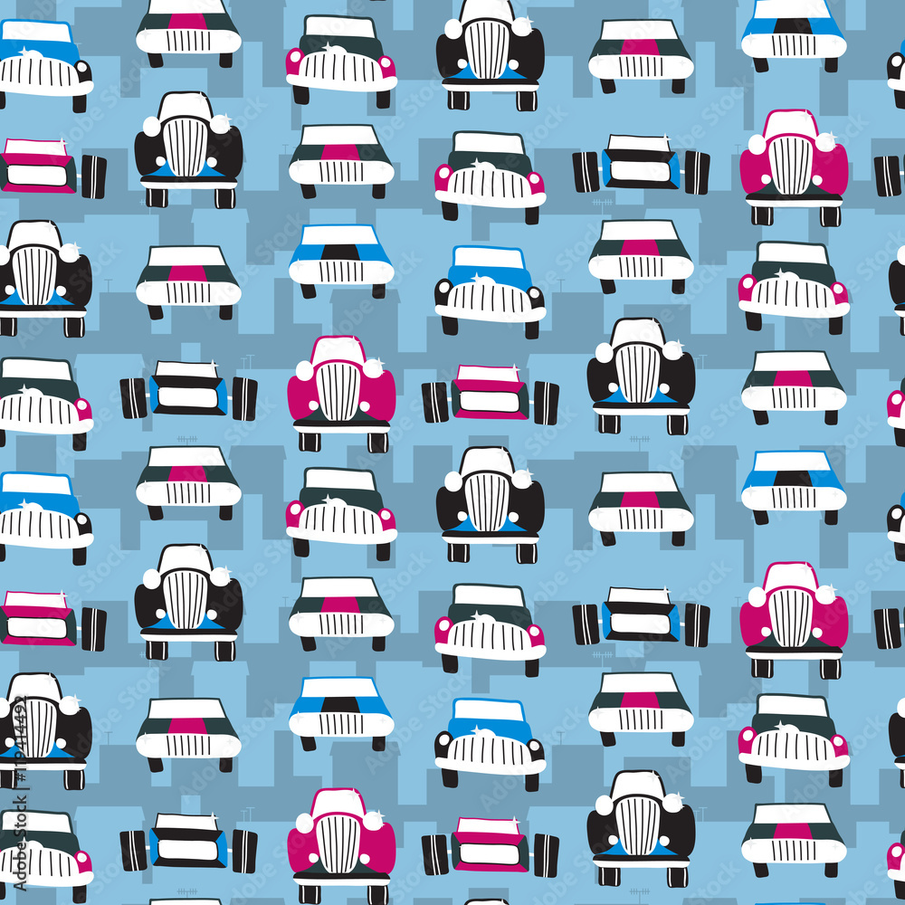 Obraz premium Seamless patter with cars. Can be used for textile, kids clothes