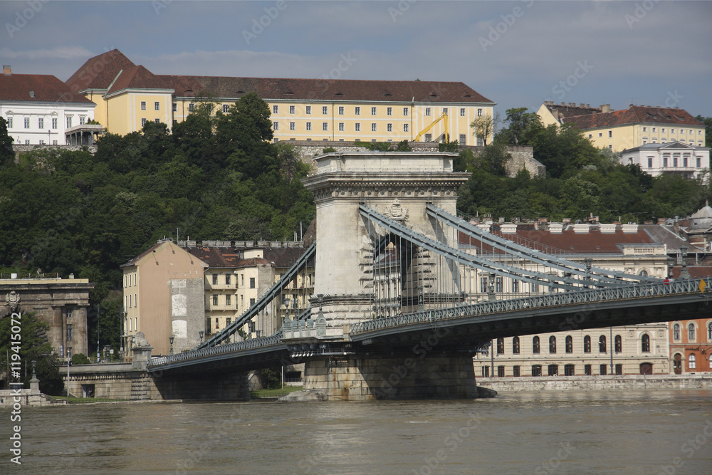 The old chain bridge is one of the most remarkable landmarks in Budapest