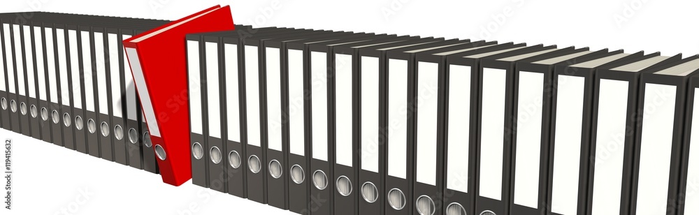 Archive concept File folders or ring binders with office documents Archive concept File folders or ring binders with office documents