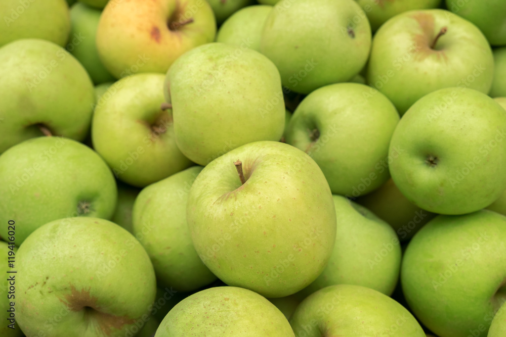 Yellow green new apples for sale at city market